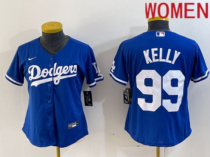 Women Los Angeles Dodgers 99 Kelly Blue 2024 Nike Game MLB Jersey style 1